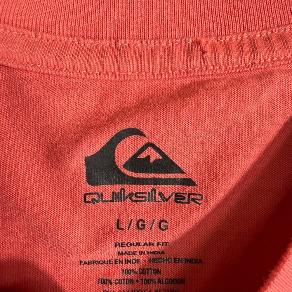 Quiksilver T-Shirt Mens Large Coral Quiksilver Boardshort Co Graphic Regular Fit - Picture 5 of 7
